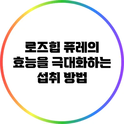 로즈힙 퓨레의 효능을 극대화하는 섭취 방법