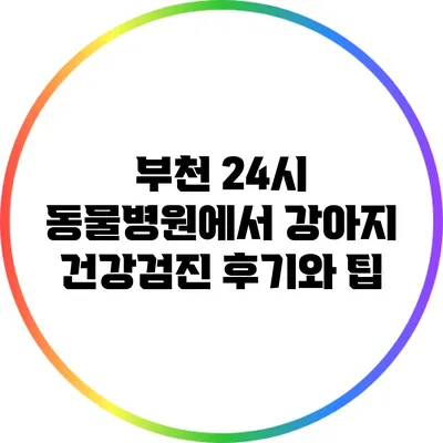 부천 24시 동물병원에서 강아지 건강검진 후기와 팁