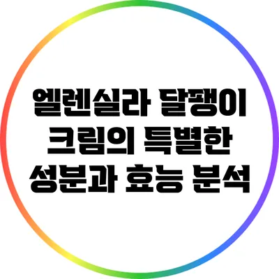 엘렌실라 달팽이 크림의 특별한 성분과 효능 분석