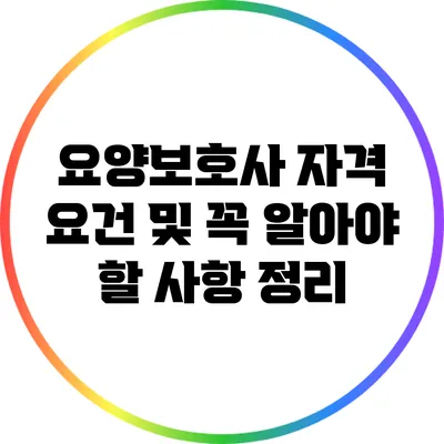 요양보호사 자격 요건 및 꼭 알아야 할 사항 정리