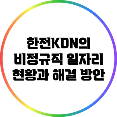 한전KDN의 비정규직 일자리 현황과 해결 방안