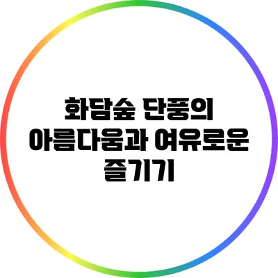 화담숲 단풍의 아름다움과 여유로운 즐기기