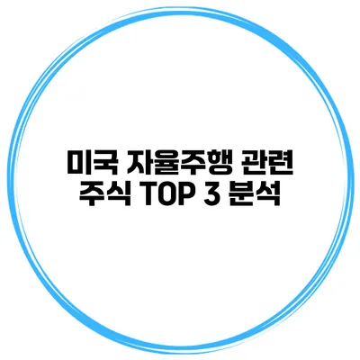미국 자율주행 관련 주식 TOP 3 분석