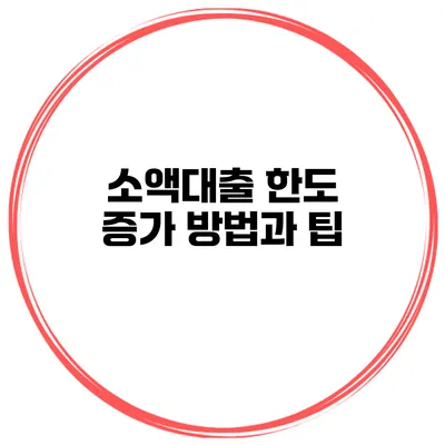 소액대출 한도 증가 방법과 팁