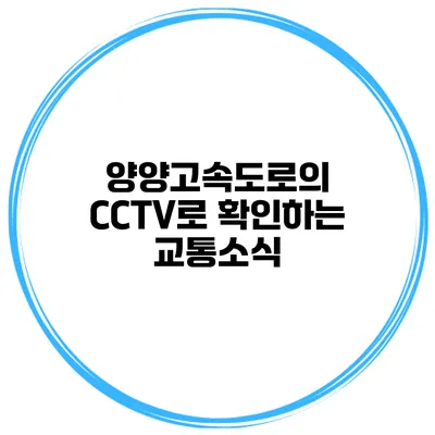 양양고속도로의 CCTV로 확인하는 교통소식