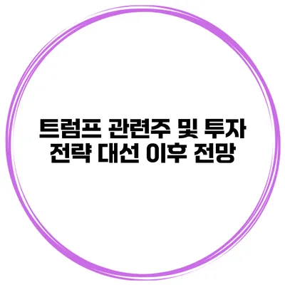 트럼프 관련주 및 투자 전략 대선 이후 전망