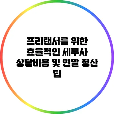 프리랜서를 위한 효율적인 세무사 상담비용 및 연말 정산 팁
