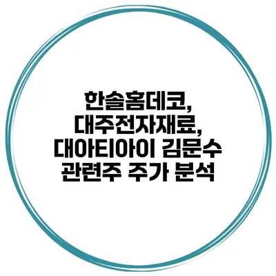 한솔홈데코, 대주전자재료, 대아티아이 김문수 관련주 주가 분석