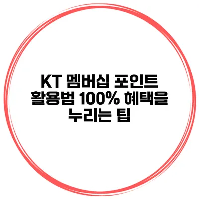 KT 멤버십 포인트 활용법: 100% 혜택을 누리는 팁