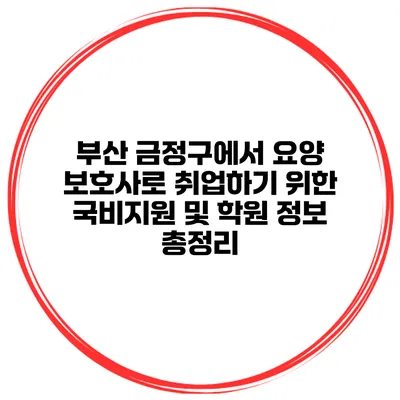 부산 금정구에서 요양 보호사로 취업하기 위한 국비지원 및 학원 정보 총정리
