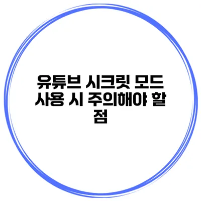 유튜브 시크릿 모드 사용 시 주의해야 할 점