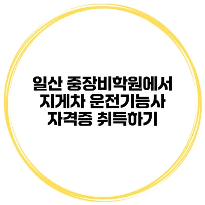 일산 중장비학원에서 지게차 운전기능사 자격증 취득하기