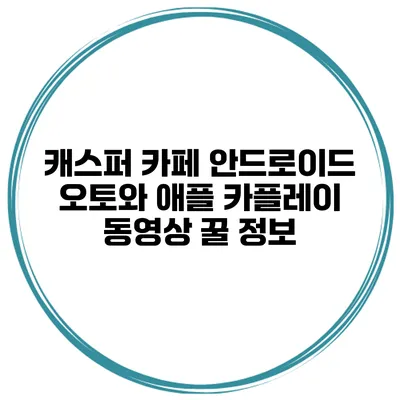 캐스퍼 카페 안드로이드 오토와 애플 카플레이 동영상 꿀 정보